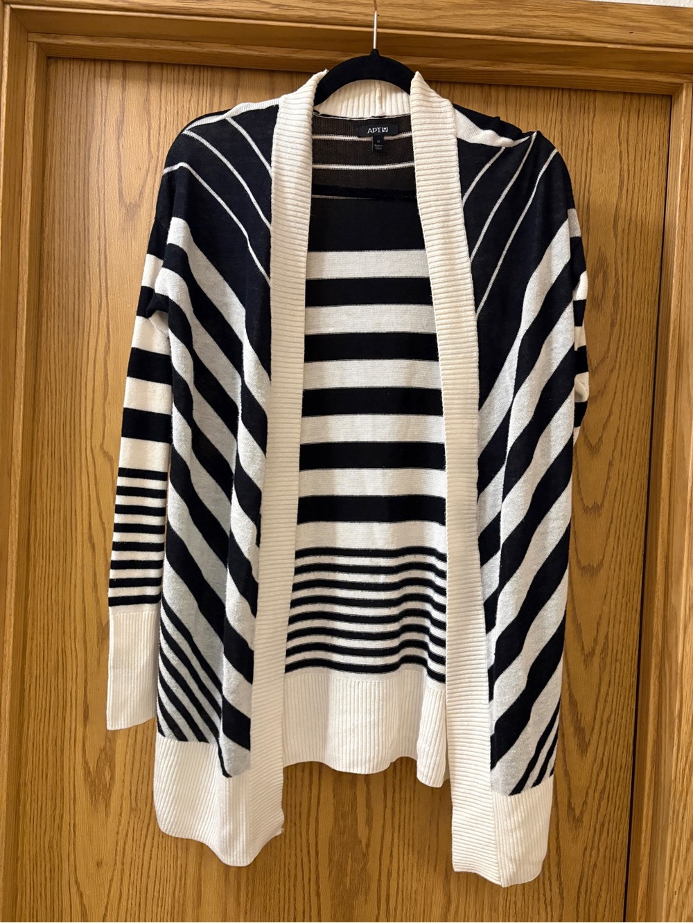 Apt. 9 Black and White Striped Open Cardigan